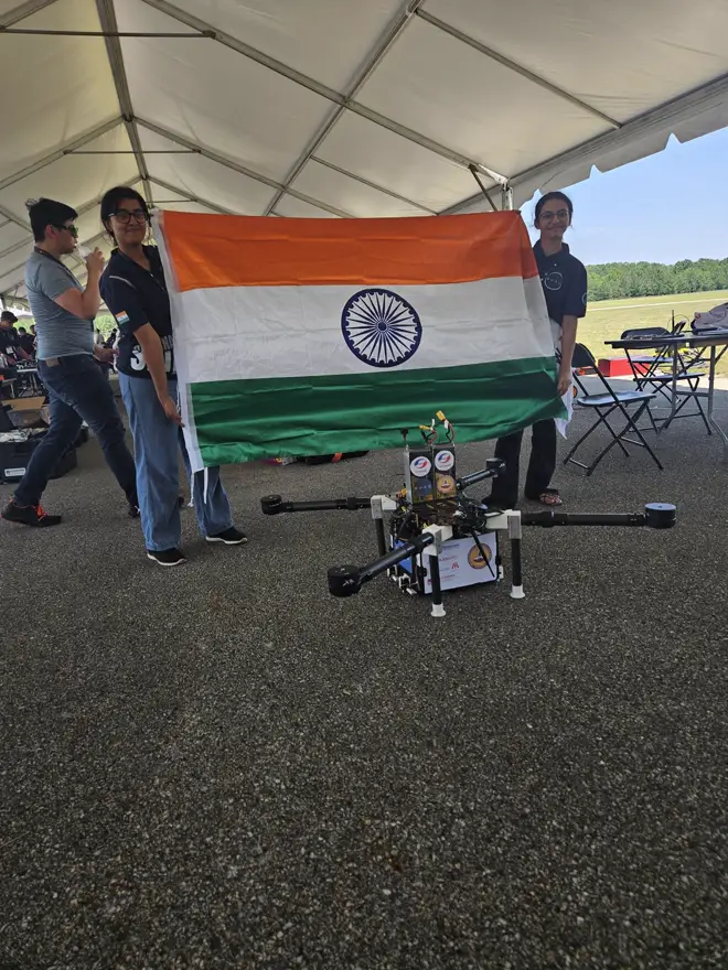 The 2025 UAV with the Indian flag at the competition